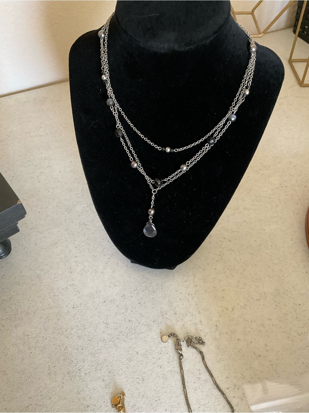 Layered Silver-Tone Beaded Pendant Necklace - Women's Jewelry